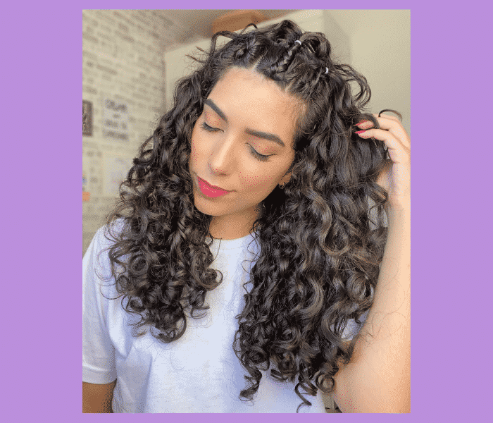 penteado cabelo cacheado longo